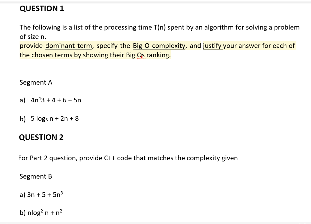 Solved QUESTION 1 The following is a list of the processing | Chegg.com
