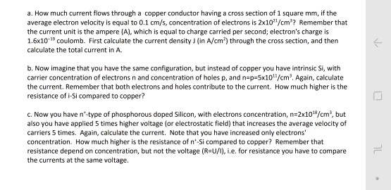 Solved a. How much current flows through a copper conductor | Chegg.com