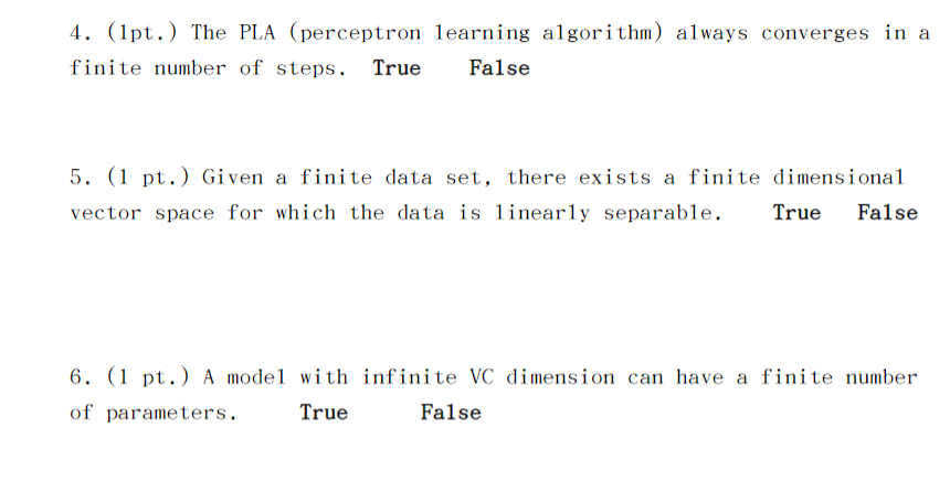 Solved 4. (1pt.) The PLA (perceptron learning algorithm) | Chegg.com
