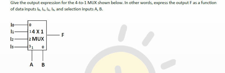 Solved Give the output expression for the 4-to-1 MUX shown | Chegg.com