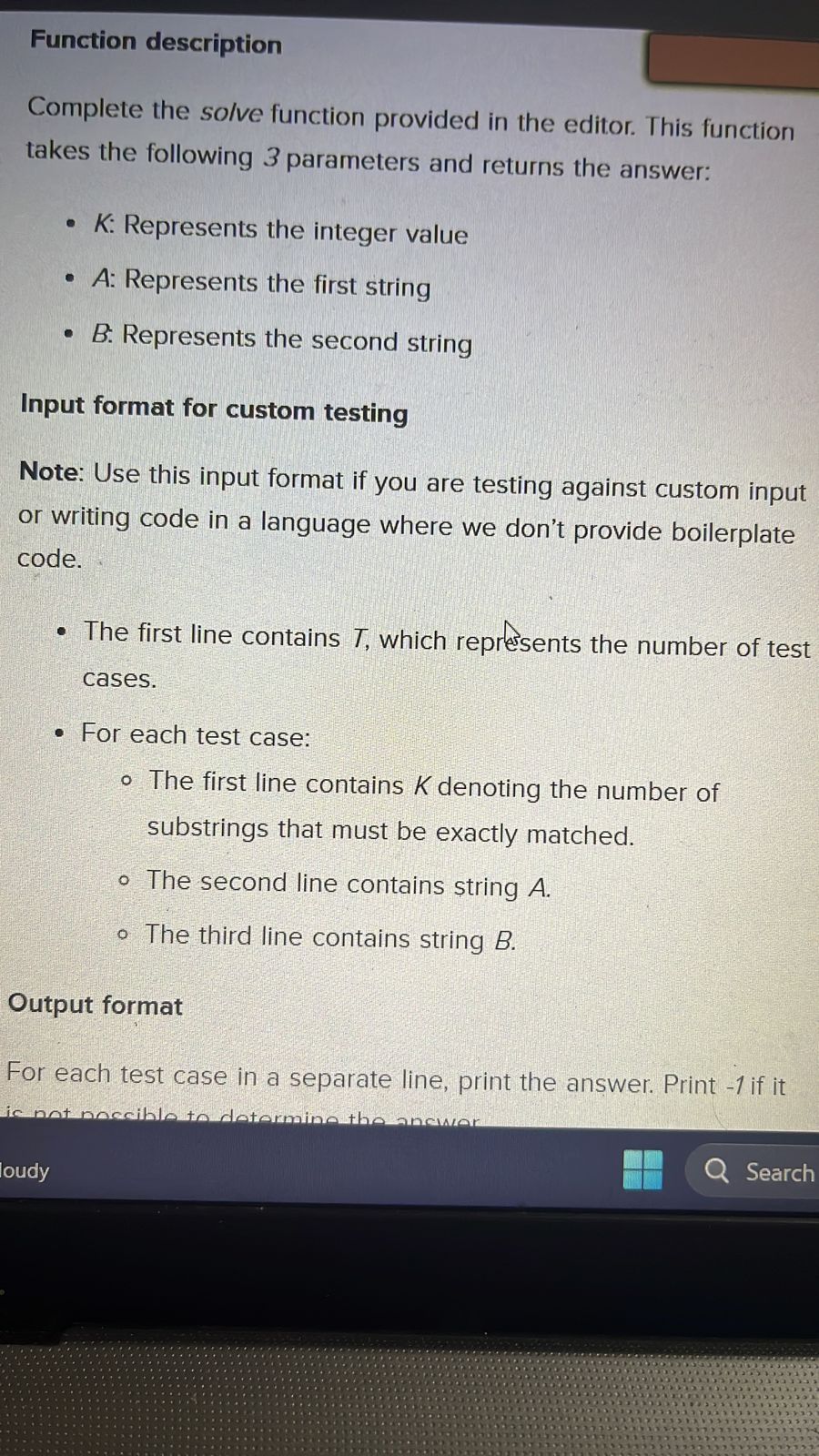 Solved Matching Substring Given Two Strings A And B. Your | Chegg.com