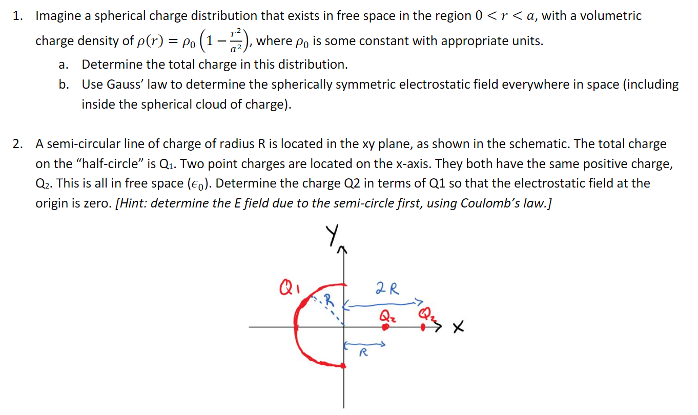 Solved = po 1. Imagine a spherical charge distribution that