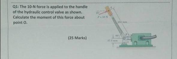 Solved Q1: The 10-N force is applied to the handle of the | Chegg.com