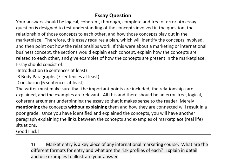 Solved Essay Question Your answers should be logical,