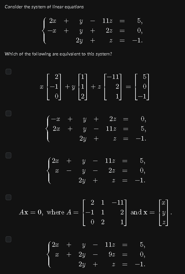 Solved Consider the system of linear equations | Chegg.com