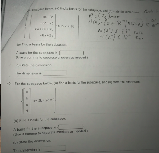 Solved ubspace below, (a) find a basis for the subspace, and | Chegg.com