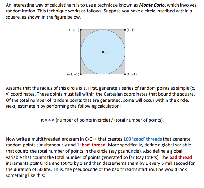 Solved An interesting way of calculating n is to use a | Chegg.com