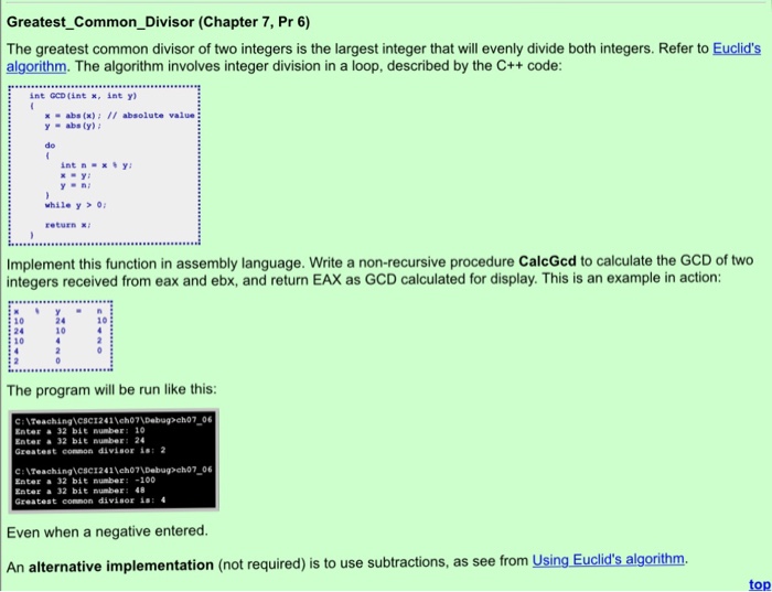 Solved Greatest Common_Divisor (Chapter 7, Pr 6) The | Chegg.com