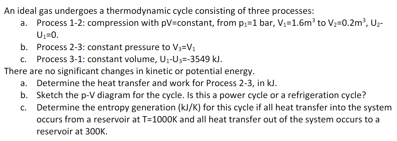 Solved An ideal gas undergoes a thermodynamic cycle | Chegg.com