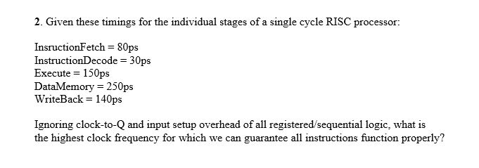 1. Timing of a clock cycle through a single-cycle | Chegg.com