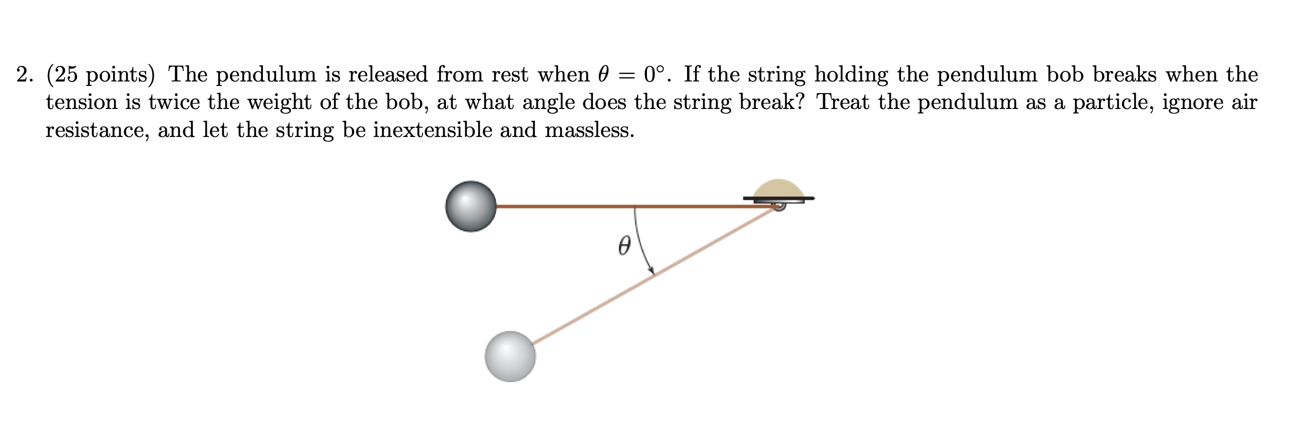 the pendulum in experiment 2 is released from rest