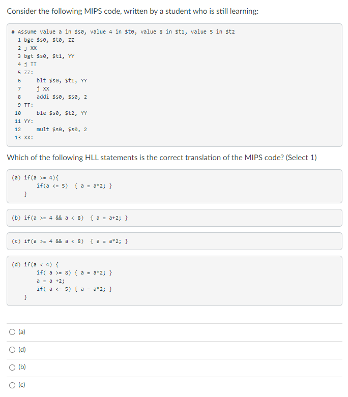 Solved Consider The Following MIPS Code, Written By A | Chegg.com