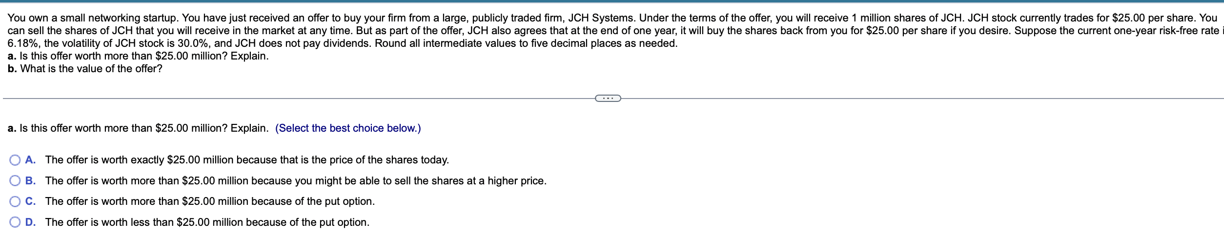 Solved 6.18%, the volatility of JCH stock is 30.0%, and JCH | Chegg.com