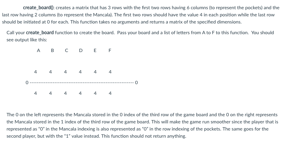 create_board(): creates a matrix that has 3 rows with | Chegg.com