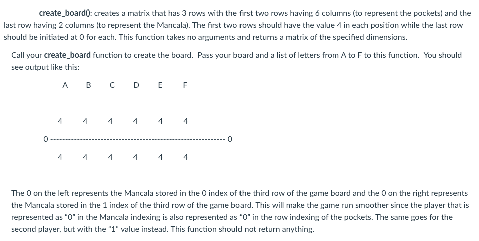 create board creates a matrix that has 3 rows with Chegg