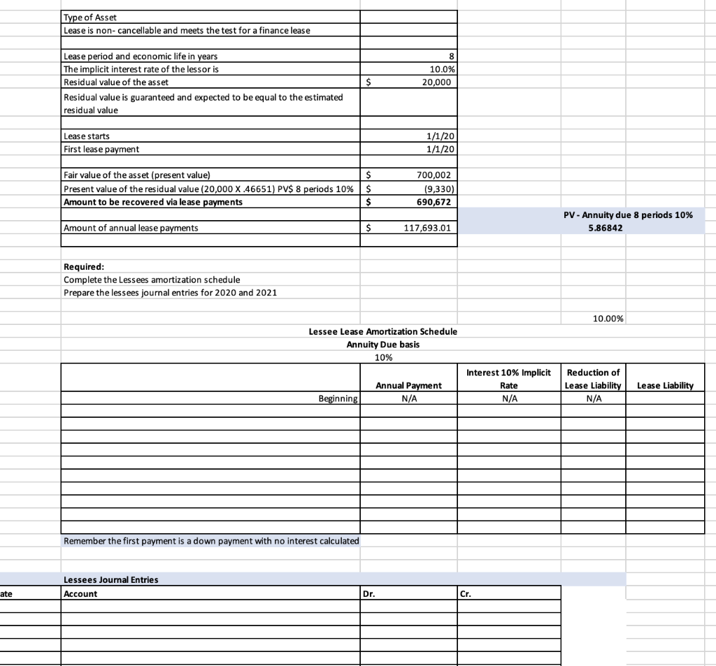 Solved Required: Complete the Lessees amortization schedule | Chegg.com