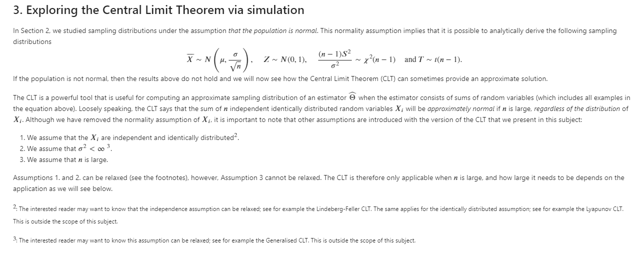 Solved 3. Exploring the Central Limit Theorem via simulation | Chegg.com