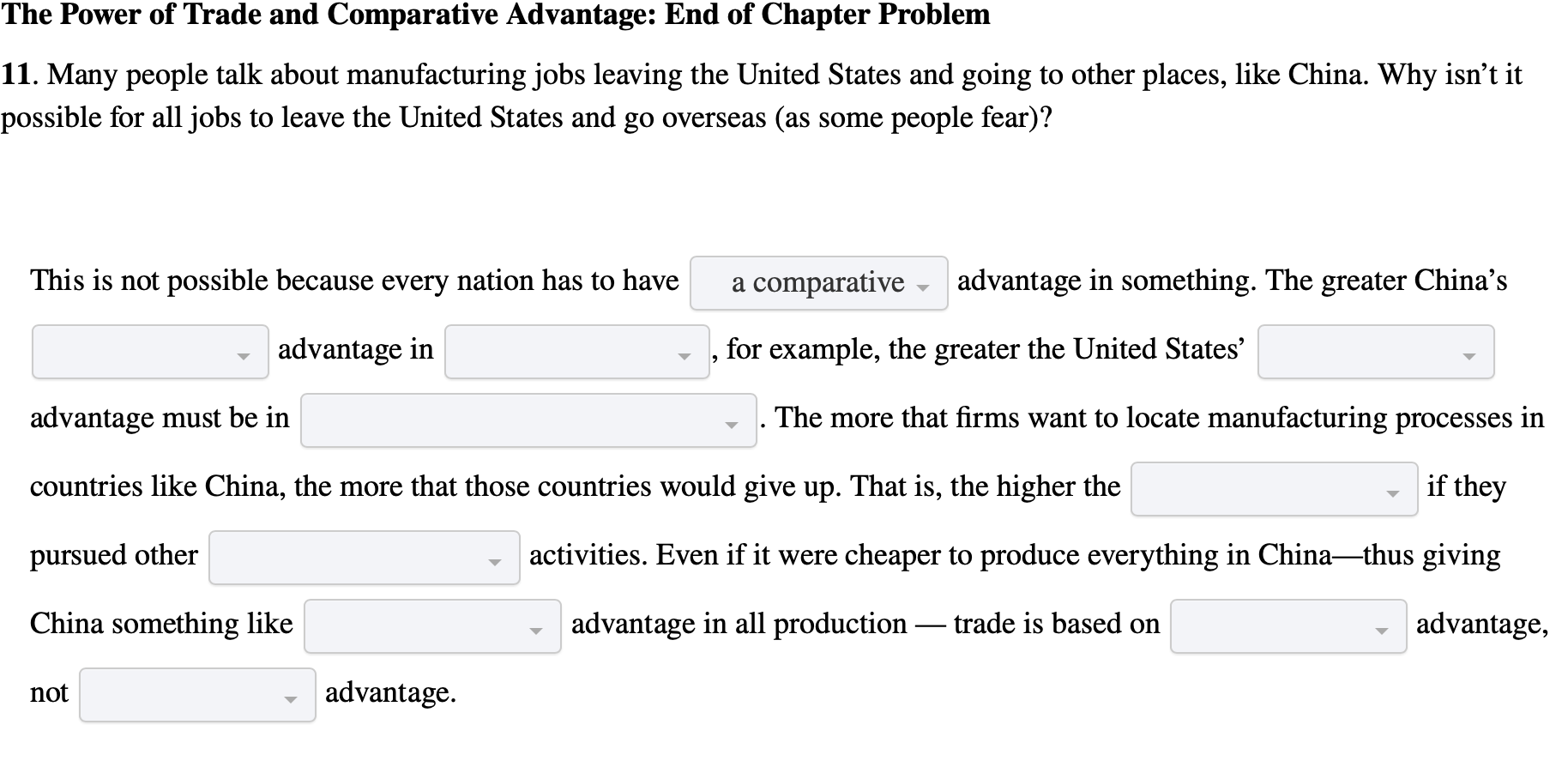 Solved The Power of Trade and Comparative Advantage: End of | Chegg.com