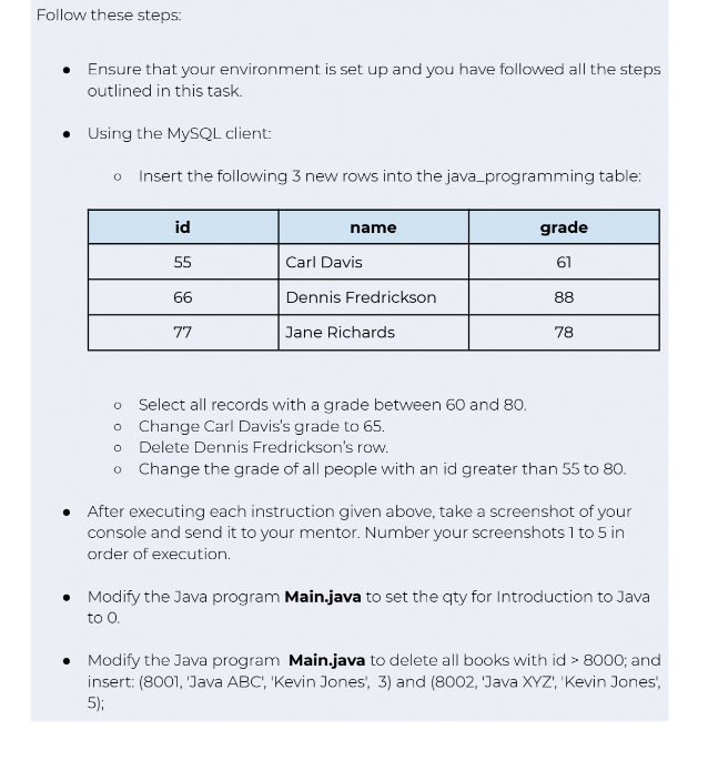 Solved Main Java File Below: import java.sql.*; public class | Chegg.com