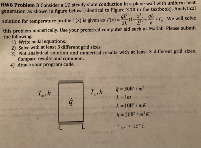 Solved HW6 Problem 3 Consider a 1D steady state conduction | Chegg.com