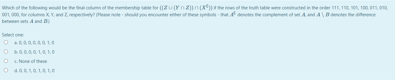 Solved Which of the following would be the final column of | Chegg.com