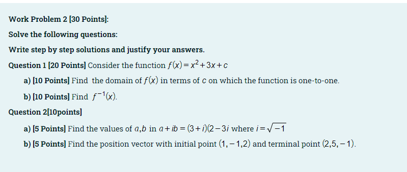 Solved Work Problem 2 [30 Points]: Solve the following | Chegg.com