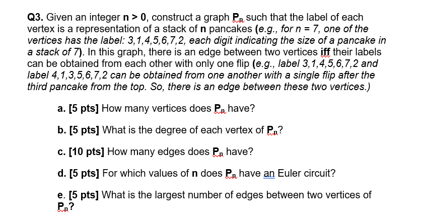 Solved Q3. Given an integer n > 0, construct a graph Pa such | Chegg.com