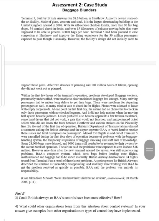 Solved Assessment 2 Case Study Baggage Blunders Terminal 5,