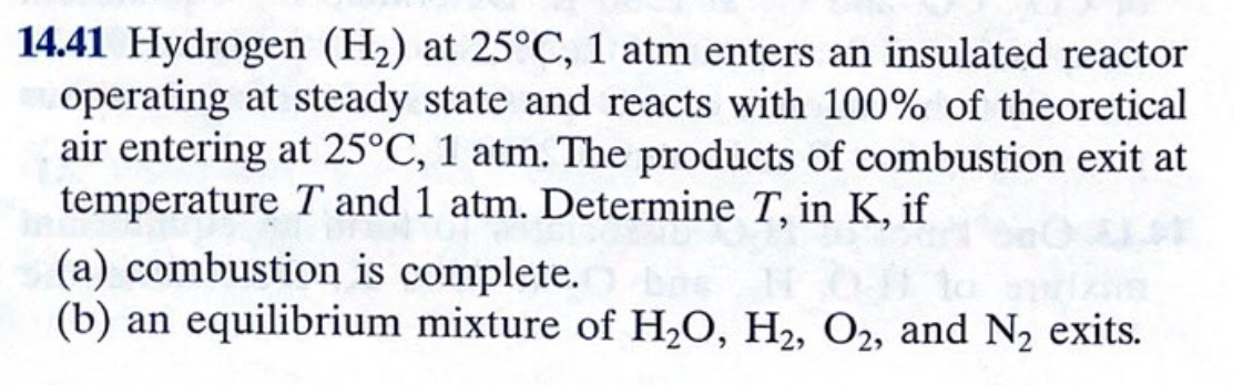 Solved 14.41 Hydrogen (H₂) at 25°C, 1 atm enters an | Chegg.com