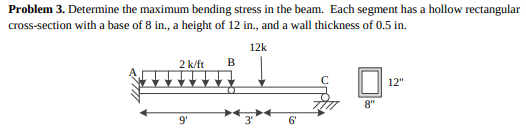 Solved Problem 3. Determine the maximum bending stress in | Chegg.com