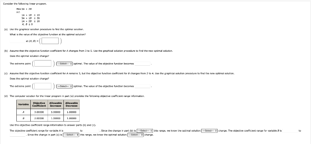 Solved Consider the following linear pregrem. Max 3A+2B | Chegg.com