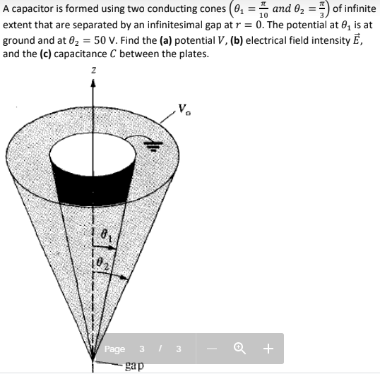 Solved A Capacitor Is Formed Using Two Conducting Cones (@z | Chegg.com