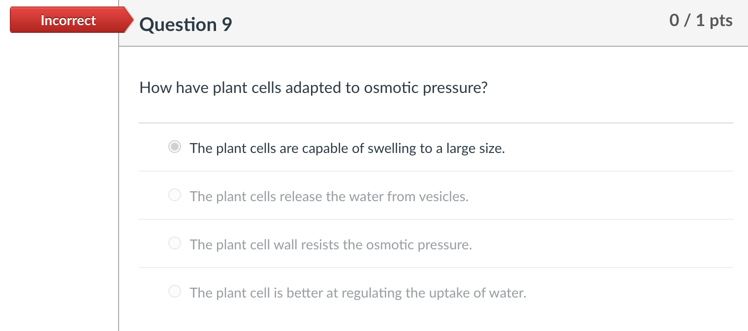 Solved Incorrect Question 9 0/1 pts How have plant cells | Chegg.com