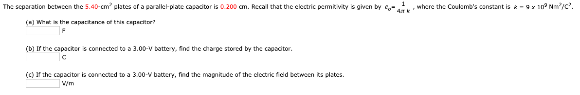 Solved The separation between the 5.40-cmplates of a | Chegg.com