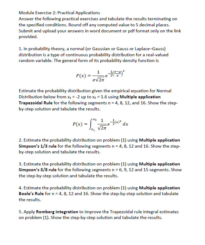 Solved Module Exercise 2: Practical Applications Answer the | Chegg.com