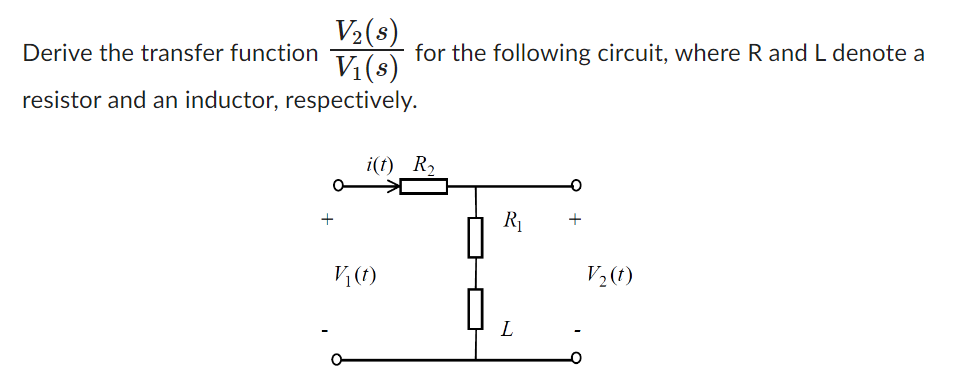 Solved Derive the transfer function V1(s)V2(s) for the | Chegg.com