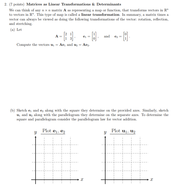 Solved 2 7 Points Matrices As Linear Transformations Chegg Com