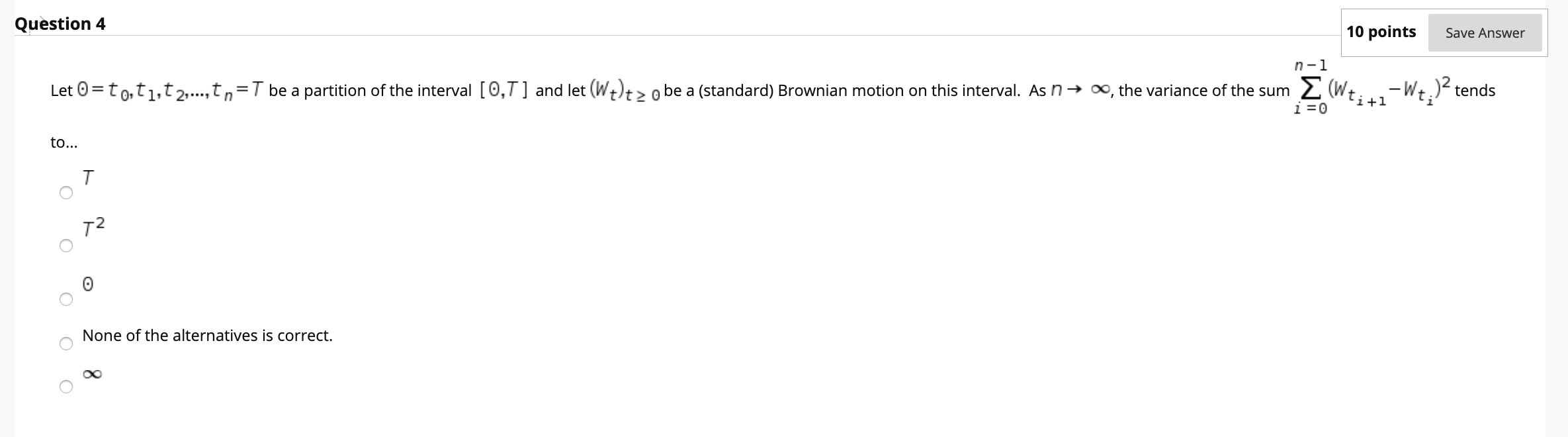 Solved Question 4 10 points Save Answer n-1 Let | Chegg.com