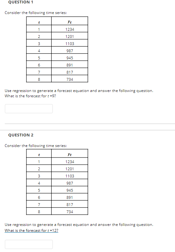 Solved QUESTION 3 Consider the following time series: Yt 1 | Chegg.com