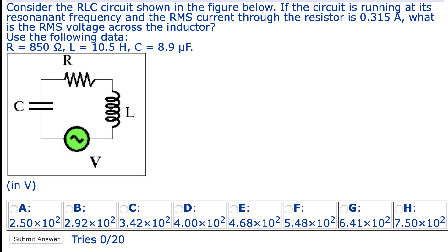 Solved Consider The RLC Circuit Shown In The Figure Below. | Chegg.com