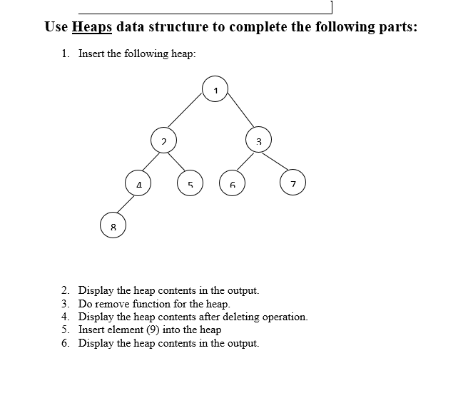 Solved Use Heaps data structure to complete the following | Chegg.com