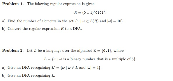 Solved Problem 1. The folowing regular expression is given R | Chegg.com