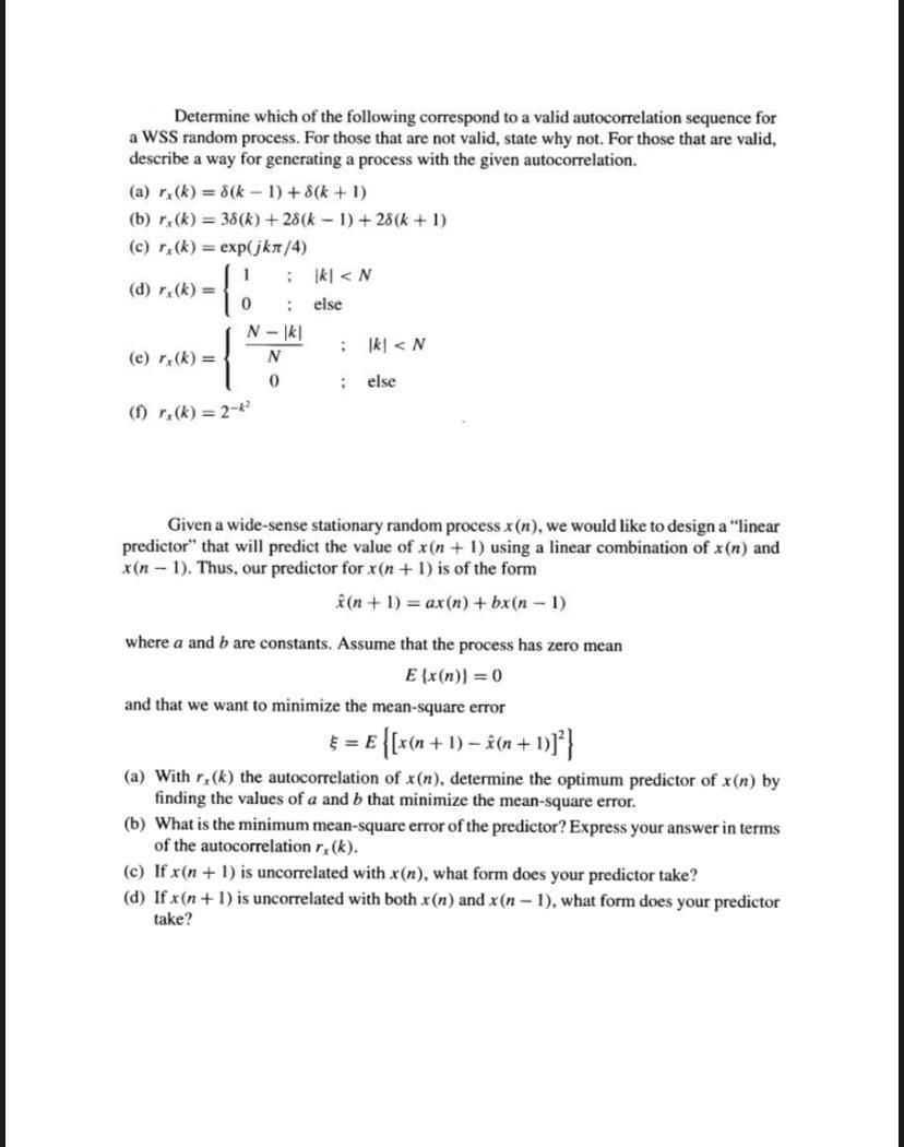 Solved Determine which of the following correspond to a | Chegg.com