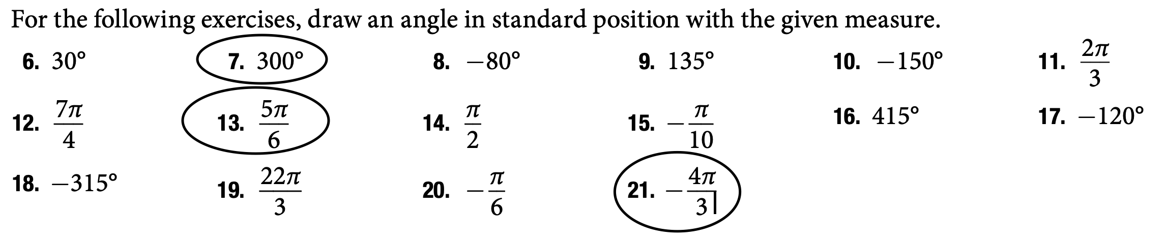 Solved For the following exercises, draw an angle in | Chegg.com