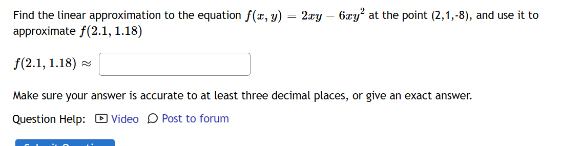 Solved Find The Linear Approximation To The Equation | Chegg.com