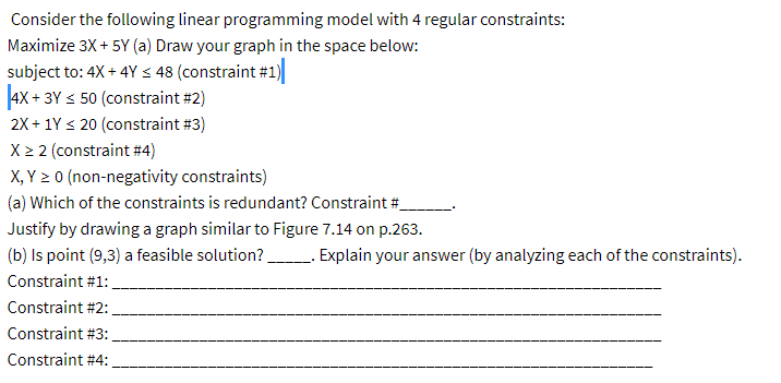 Solved Consider the following linear programming model with | Chegg.com