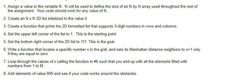 Solved 1. Assign a value to the variable N. N will be used | Chegg.com