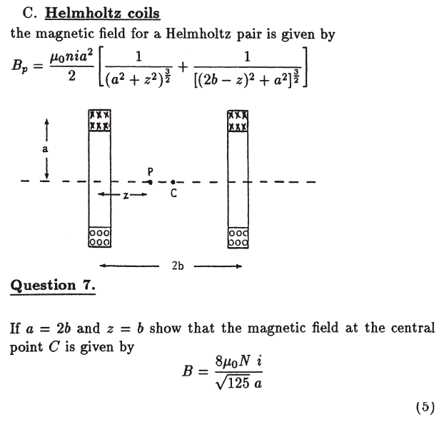 Solved C. Helmholtz coils the magnetic field for a Helmholtz | Chegg.com
