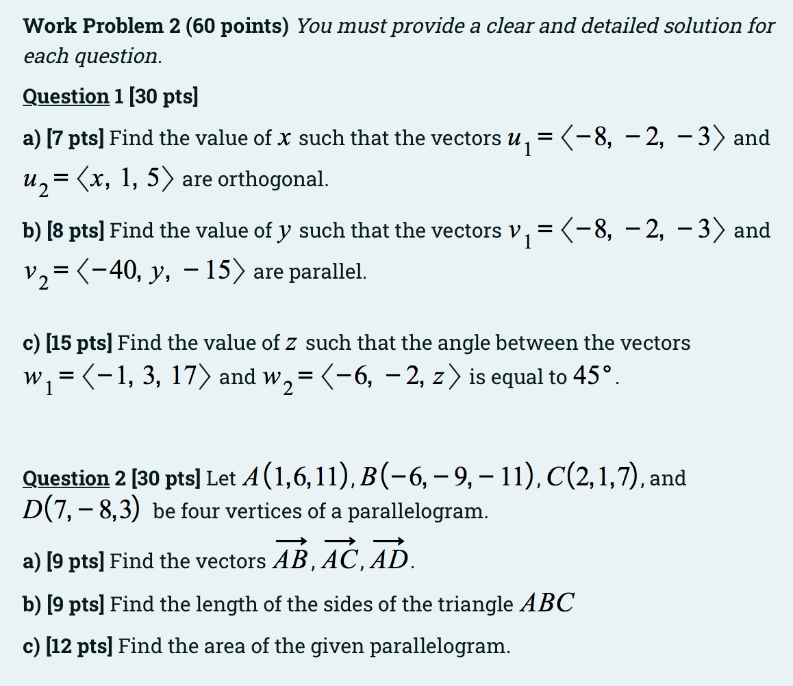 Solved = Work Problem 2 (60 points) You must provide a clear | Chegg.com