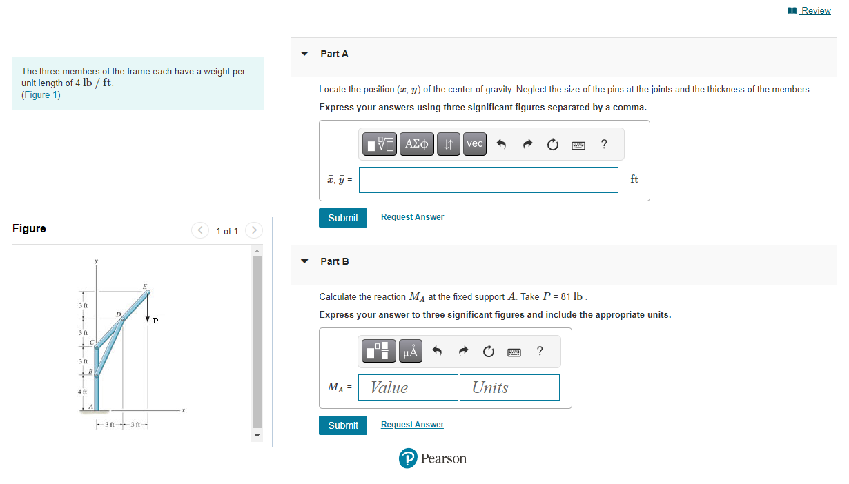 The three members of the frame each have a weight per | Chegg.com